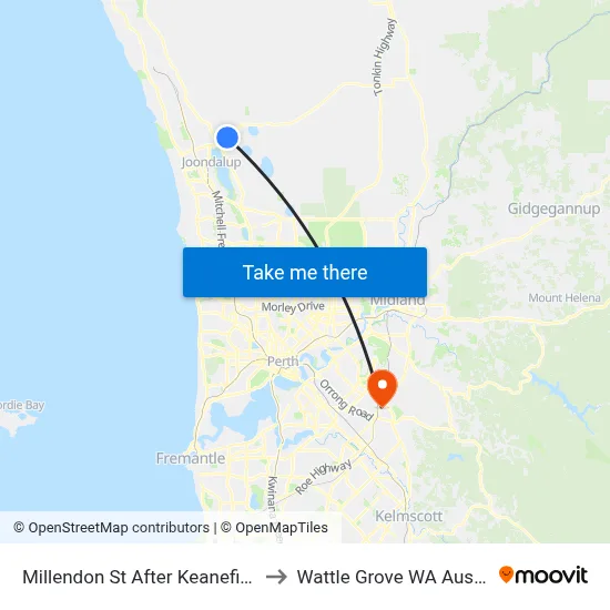 Millendon St After Keanefield Dr to Wattle Grove WA Australia map