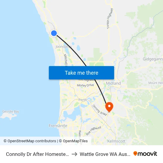 Connolly Dr After Homestead Rd to Wattle Grove WA Australia map