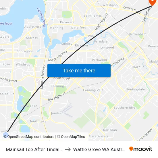 Mainsail Tce After Tindal Av to Wattle Grove WA Australia map