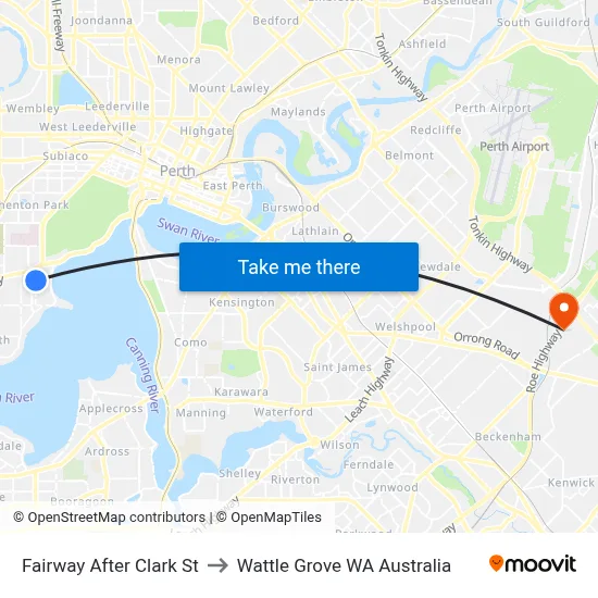 Fairway   After Clark St to Wattle Grove WA Australia map