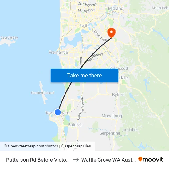 Patterson Rd Before Victoria St to Wattle Grove WA Australia map