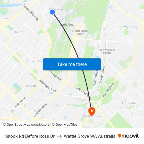 Snook Rd Before Ross Dr to Wattle Grove WA Australia map