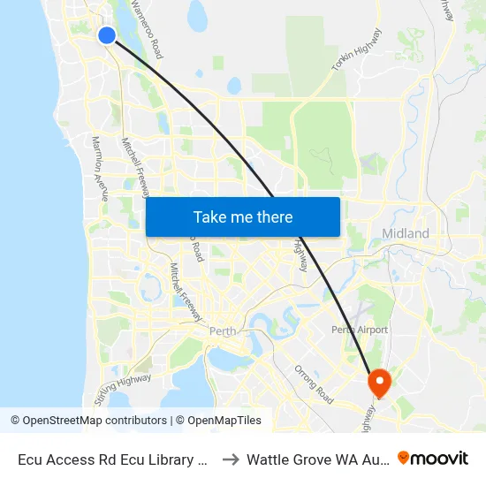 Ecu Access Rd Ecu Library Cat Id 28 to Wattle Grove WA Australia map