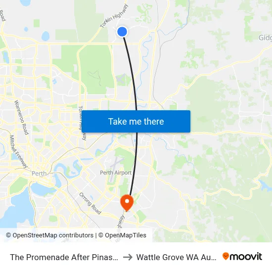 The Promenade   After Pinaster Pde to Wattle Grove WA Australia map