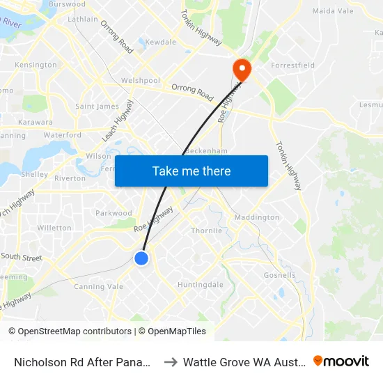 Nicholson Rd After Panama St to Wattle Grove WA Australia map