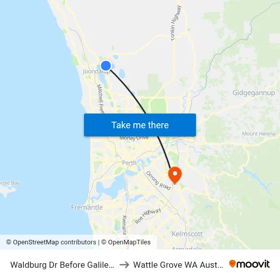 Waldburg Dr Before Galileo Av to Wattle Grove WA Australia map