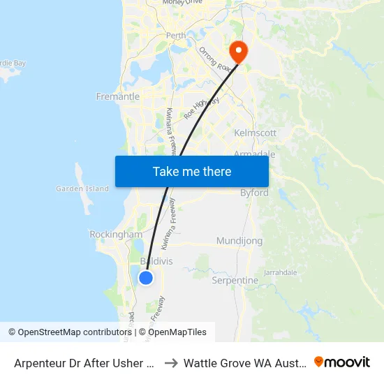 Arpenteur Dr After Usher Mndr to Wattle Grove WA Australia map