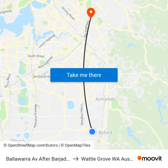 Ballawarra Av After Barjadda St to Wattle Grove WA Australia map