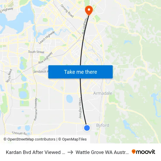 Kardan Bvd After Viewed Grn to Wattle Grove WA Australia map