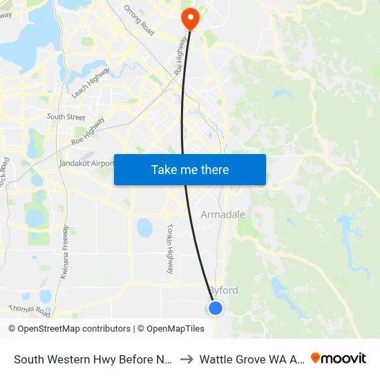 South Western Hwy Before Nettleton Rd to Wattle Grove WA Australia map