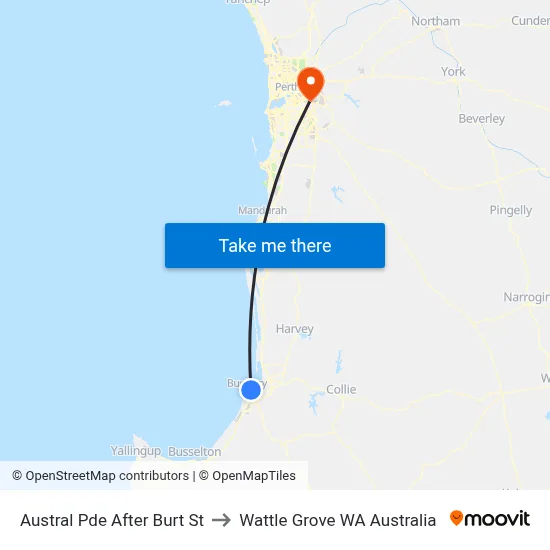 Austral Pde After Burt St to Wattle Grove WA Australia map