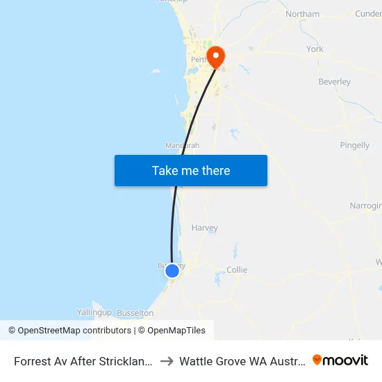 Forrest Av After Strickland St to Wattle Grove WA Australia map