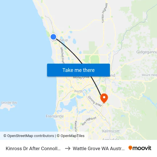 Kinross Dr After Connolly Dr to Wattle Grove WA Australia map