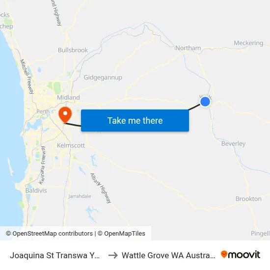 Joaquina St Transwa York to Wattle Grove WA Australia map