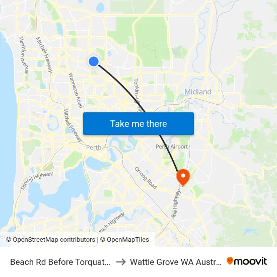 Beach Rd Before Torquata Dr to Wattle Grove WA Australia map