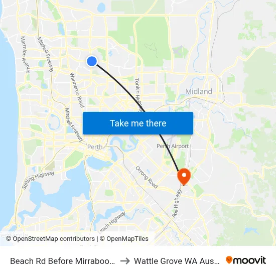 Beach Rd Before Mirrabooka Av to Wattle Grove WA Australia map