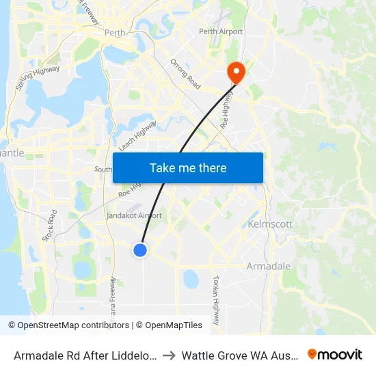 Armadale Rd After Liddelow Rd to Wattle Grove WA Australia map
