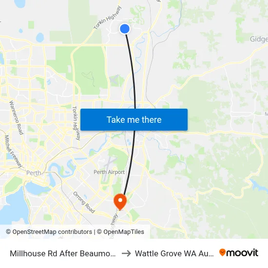 Millhouse Rd After Beaumonde Gra to Wattle Grove WA Australia map