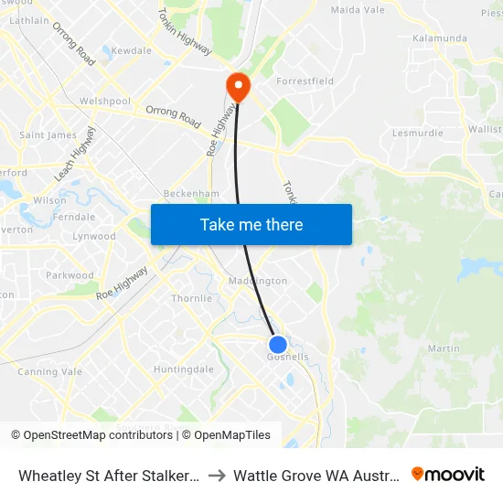 Wheatley St After Stalker Rd to Wattle Grove WA Australia map