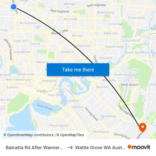 Balcatta Rd After Wanneroo Rd to Wattle Grove WA Australia map