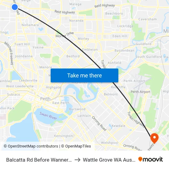 Balcatta Rd Before Wanneroo Rd to Wattle Grove WA Australia map