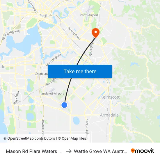 Mason Rd Piara Waters Shs to Wattle Grove WA Australia map