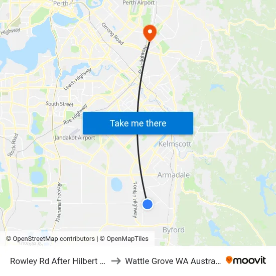 Rowley Rd After Hilbert Rd to Wattle Grove WA Australia map