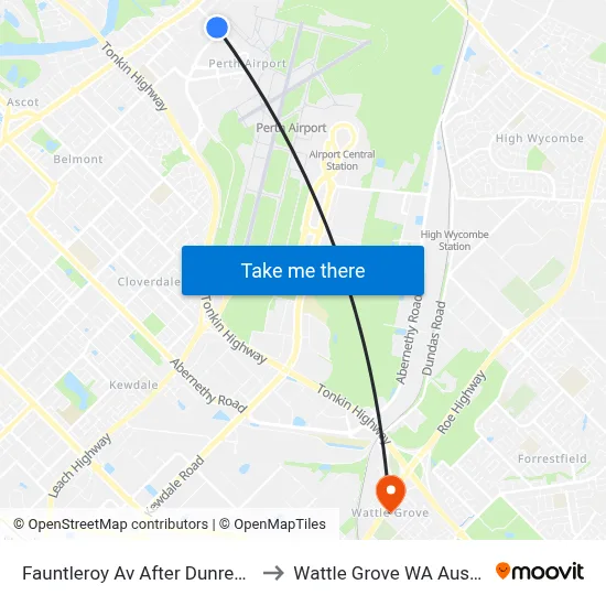 Fauntleroy Av After Dunreath Dr to Wattle Grove WA Australia map