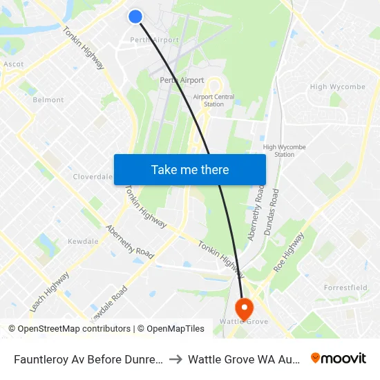 Fauntleroy Av Before Dunreath Av to Wattle Grove WA Australia map