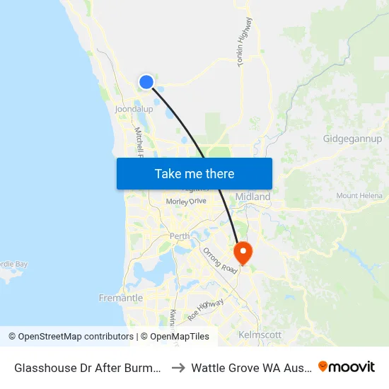 Glasshouse Dr After Burma Loop to Wattle Grove WA Australia map