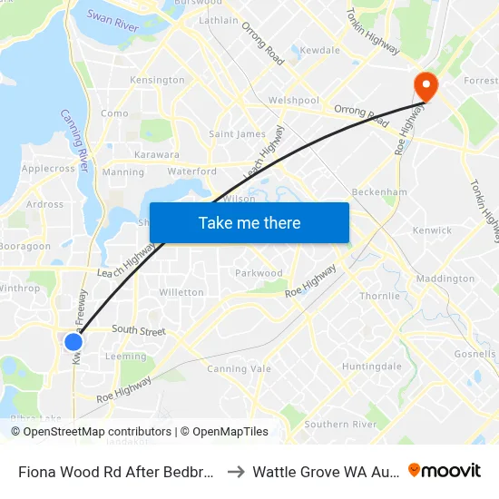 Fiona Wood Rd After Bedbrook Row to Wattle Grove WA Australia map