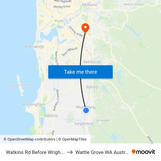 Watkins Rd Before Wright Rd to Wattle Grove WA Australia map