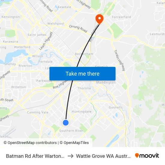 Batman Rd After Warton Rd to Wattle Grove WA Australia map