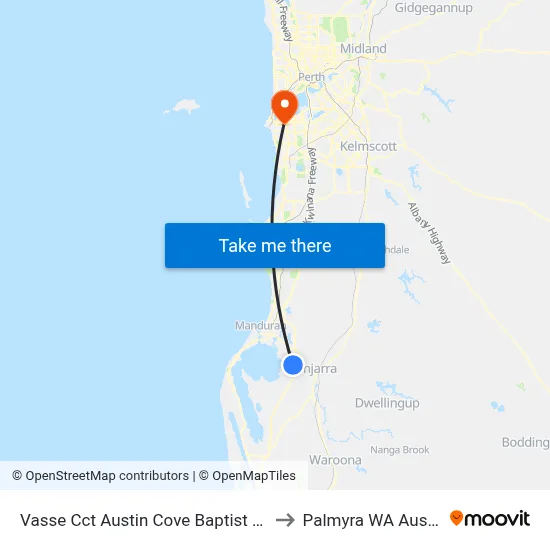 Vasse Cct Austin Cove Baptist College to Palmyra WA Australia map