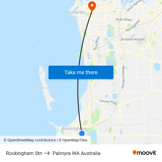 Rockingham Stn to Palmyra WA Australia map