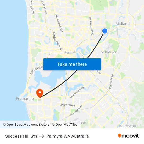 Success Hill Stn to Palmyra WA Australia map