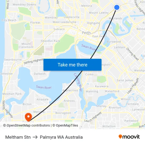 Meltham Stn to Palmyra WA Australia map