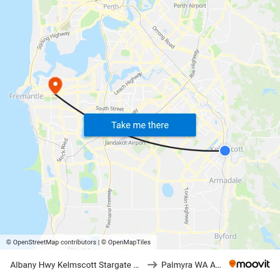 Albany Hwy Kelmscott Stargate Shopping Ctr to Palmyra WA Australia map