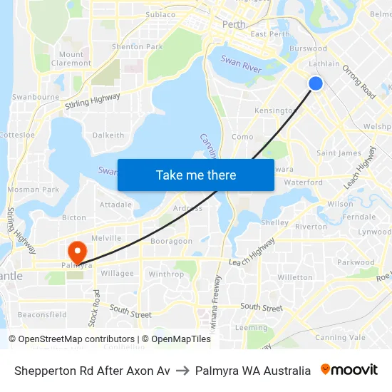 Shepperton Rd After Axon Av to Palmyra WA Australia map