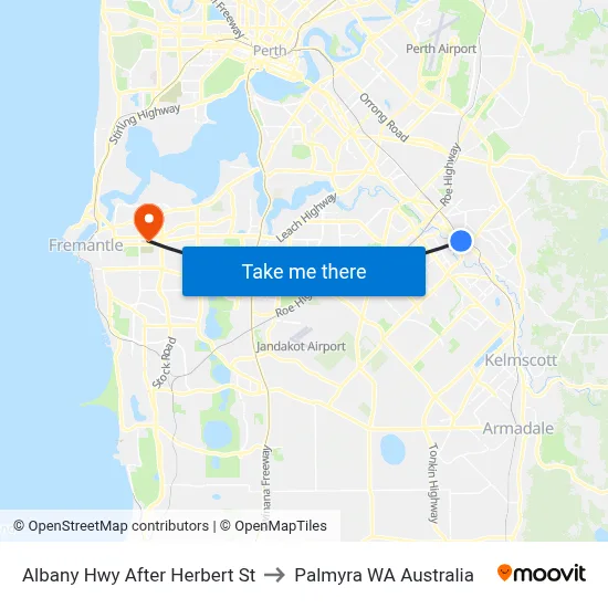 Albany Hwy After Herbert St to Palmyra WA Australia map