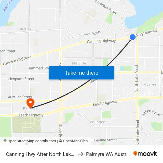 Canning Hwy After North Lake Rd to Palmyra WA Australia map