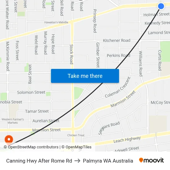 Canning Hwy After Rome Rd to Palmyra WA Australia map
