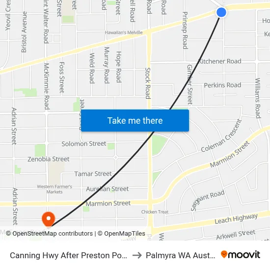 Canning Hwy After Preston Point Rd to Palmyra WA Australia map