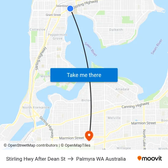 Stirling Hwy After Dean St to Palmyra WA Australia map