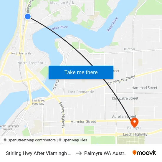Stirling Hwy After Vlamingh Pde to Palmyra WA Australia map