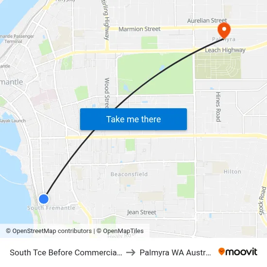 South Tce Before Commercial St to Palmyra WA Australia map