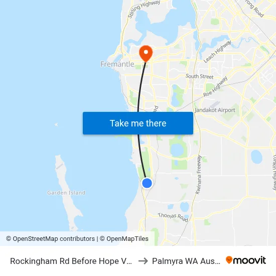 Rockingham Rd Before Hope Valley Rd to Palmyra WA Australia map
