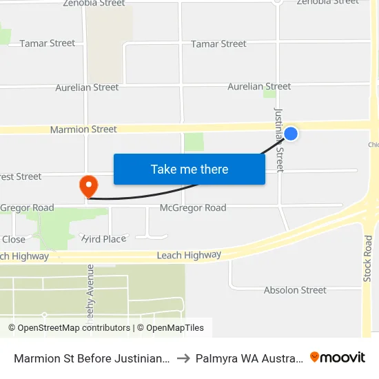 Marmion St Before Justinian St to Palmyra WA Australia map