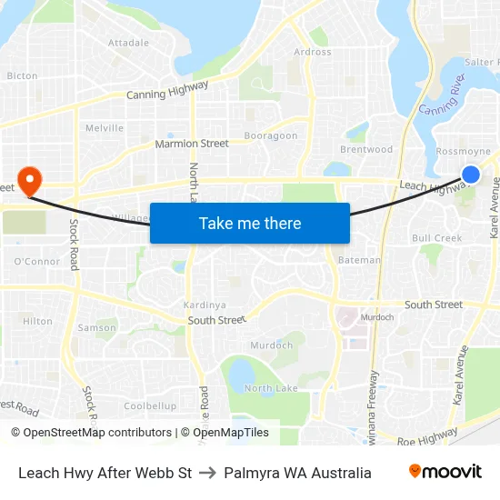 Leach Hwy After Webb St to Palmyra WA Australia map
