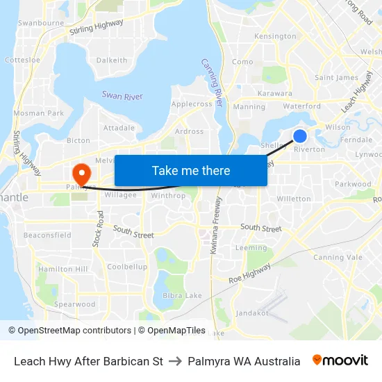 Leach Hwy After Barbican St to Palmyra WA Australia map